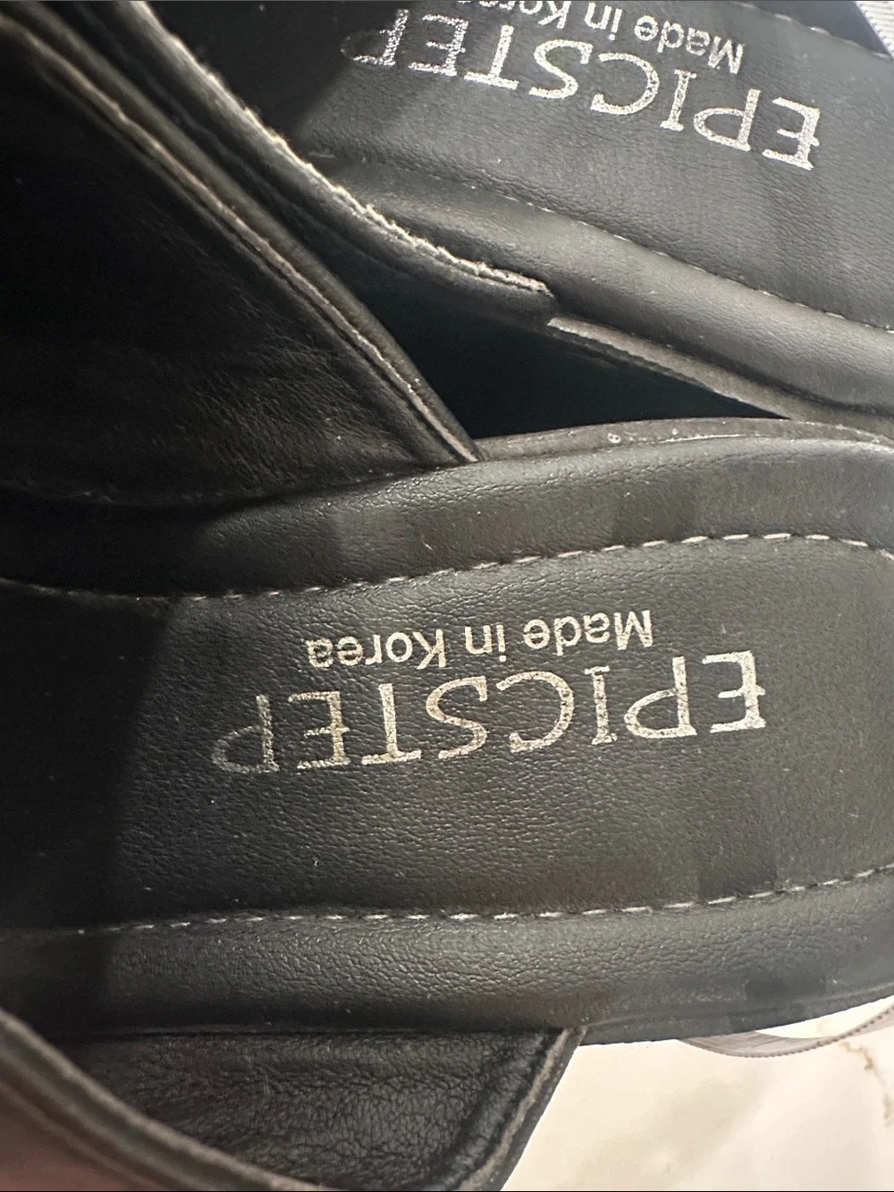 EricsT Black Leather Platform Wedge Slide Sandals